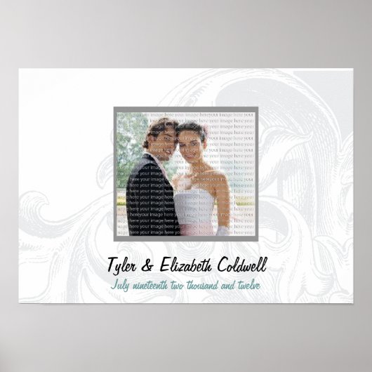 Elegant Scroll Wedding Wall Foto Art Poster (Voorkant)