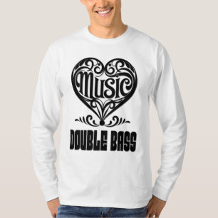 Elegant scrolled hart voor dubbele bas liefhebbers t-shirt