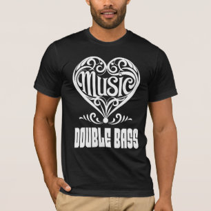 Elegant scrolled hart voor dubbele bas liefhebbers t-shirt