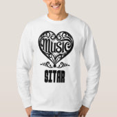 Elegant Scrolled Heart for Sitar Lovers T-shirt (Voorkant)