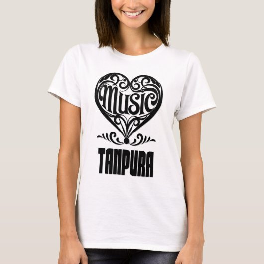 Elegant Scrolled Heart for Tanpura Lovers T-shirt (Voorkant)