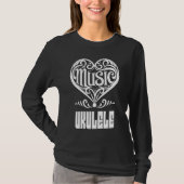 Elegant Scrolled Heart for Ukulele Lovers T-shirt (Voorkant)