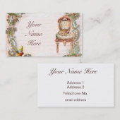 Elegant scrollen & roze rozen & teacup visitekaartje (Voorkant / Achterkant)