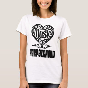 Elegant scrollhart voor klavecimbelliefhebbers t-shirt