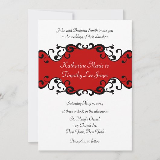 Elegant Scrolls Wedding Kaart (Voorkant)