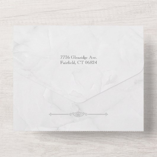 Elegant Sculpted White Marble Photo All In One Uitnodiging (Achterkant)