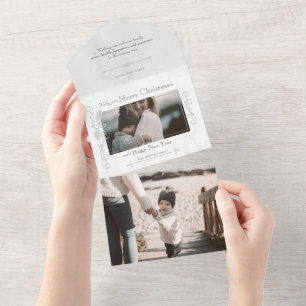 Elegant Sculpted White Marble Photo All In One Uitnodiging