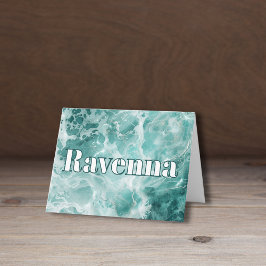Elegant Seafoam Silver Wedding White Name Notitiekaartje