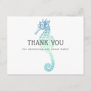 Elegant Seahorse Baby shower Bedankt Briefkaart