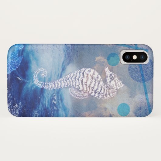 Elegant Seahorse Blue Ocean Waves Case-Mate iPhone Case (Achterkant (horizontaal))