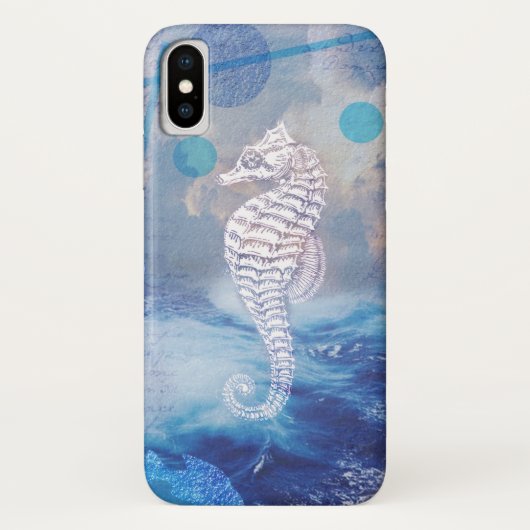 Elegant Seahorse Blue Ocean Waves Case-Mate iPhone Case (Achterkant)