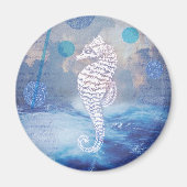 Elegant  Seahorse Blue Ocean Waves Magneet (Voorkant)