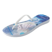 Elegant Seahorse Blue Ocean Waves Name Teenslippers (Schuin)