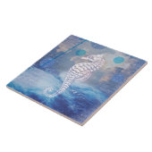 Elegant  Seahorse Blue Ocean Waves Tegeltje (Zijkant)