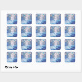 Elegant Seahorse Blue Ocean Waves Vierkante Sticker (Vel)