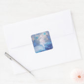Elegant Seahorse Blue Ocean Waves Vierkante Sticker (Envelop)