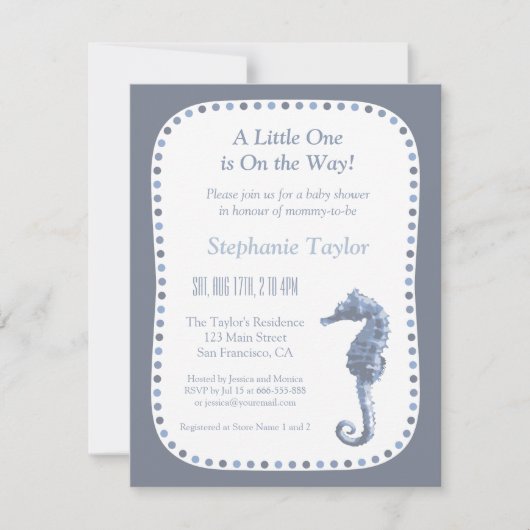 Elégant Seahorse Ocean Baby Shower Invitations (Devant)