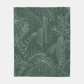 Elegant seamless pattern with green hand drawn lin fleece deken