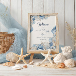 Elegant Seashell Border Wedding welcome Poster