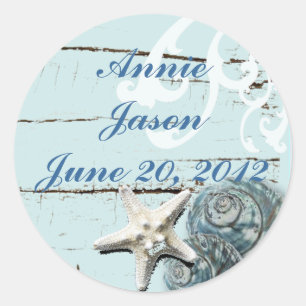 Elegant Seashells Beach Weddenschappen Ronde Sticker