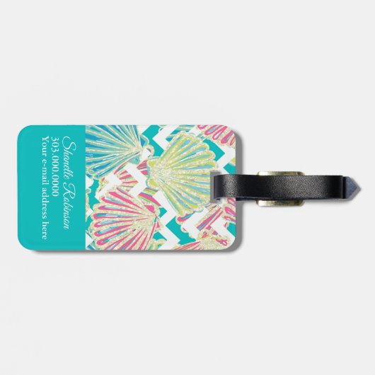 Elegant Seashells Pattern Bagagelabel (Achterkant horizontaal)
