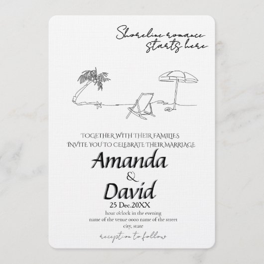 Elegant Seaside Beach Wedding Invitation (Devant)