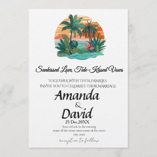 Elegant Seaside Beach Wedding Invitation (Devant)