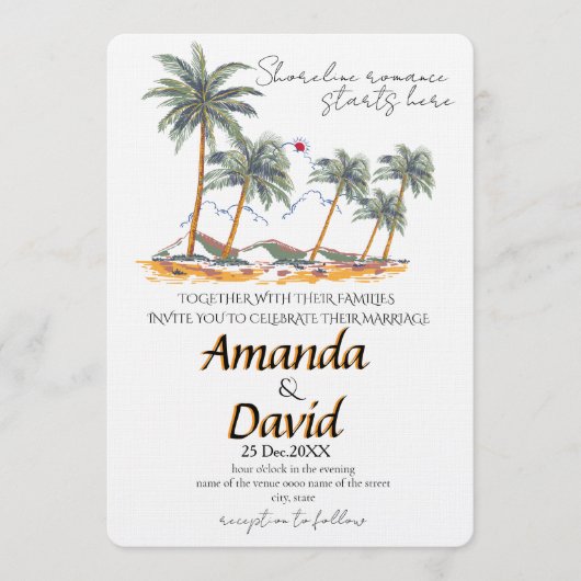 Elegant Seaside Beach Wedding Invitation (Devant)