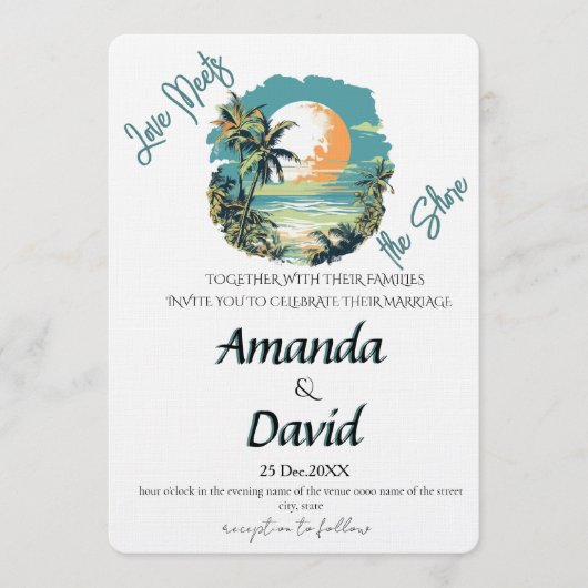 Elegant Seaside Beach Wedding Invitation (Devant)