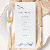 Elegant Seaside Coastal Chic Blue Wedding Menu