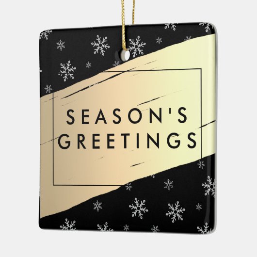 Elegant Season's Greetings Gold Splash op Black Keramisch Ornament (Links)