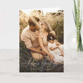 Elegant Season's Groeten Kerstmis Foto Kaart