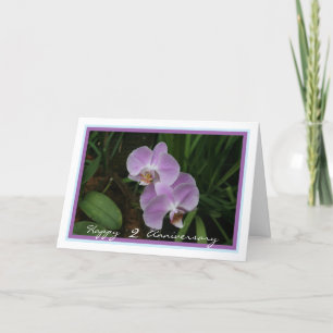 Elegant Second Wedding Jubileum Paarse Orchids Kaart
