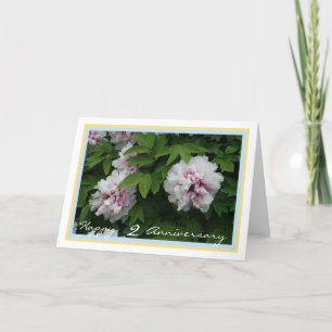 Elegant Second Wedding Jubileum White Peonies Kaart
