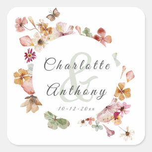 Elegant Secret Garden Delicate Floral Wedding Vierkante Sticker
