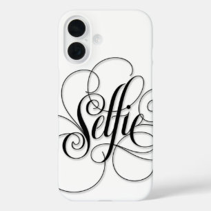 Elegant SELFIE Luxurous Floursive Calligraphy iPhone 16 Hoesje