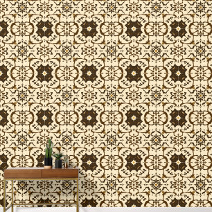 Elegant Sepia Arabesque Kaleidoscoop Patroon Behang