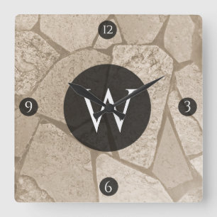 Elegant Sepia Toned Crack Stones Vierkante Klok