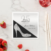 Elegant Sequin Stiletto, Silver & Black Birthday Servet (Insitu)