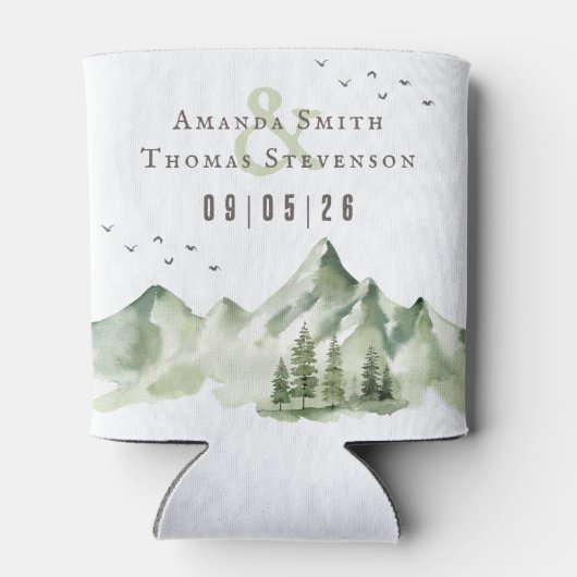 Elegant sereen groen berglandschap blikjeskoeler (Achterkant)