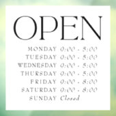 Elegant Serif Retail Open Sign Store Uren Raamsticker (Vel 3)
