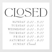 Elegant Serif winkel gesloten bord openingstijden Raamsticker (Vel)