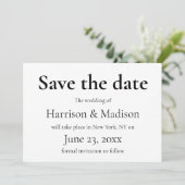 Elegant serif zwart & wit Bruiloft Save The Date (Staand voorkant)