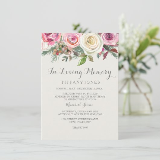 Élégant service de Faire-part commémoratif White R (Debout devant)