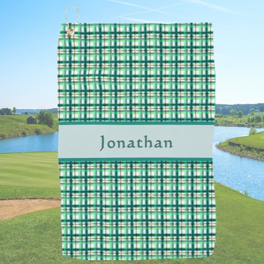 Élegant serviette de golf à carreaux vert sarcelle