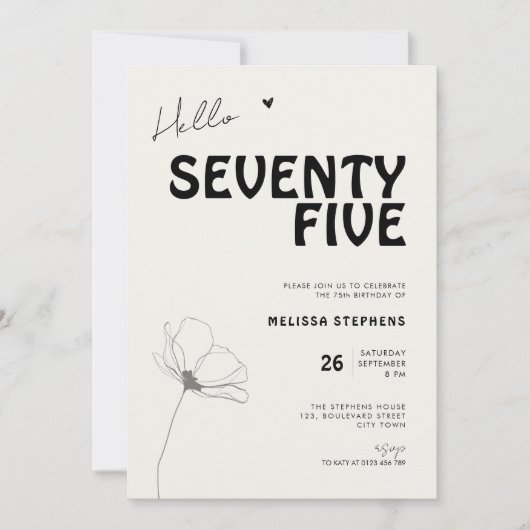 Elegant Seventy Five Bold Typography 75th Birthday Kaart (Voorkant)