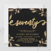 Elegant Seventy Gold Script Black 70e verjaardag Kaart (Voorkant)