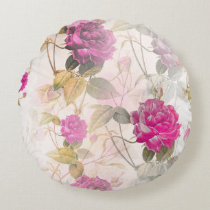 Elegant  Shabby Chic Paarse Rozen Rond Kussen