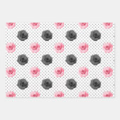 Elegant Shabby Chic Pink en Black Rozen Stripes Inpakpapier Vel (Voorkant 2)