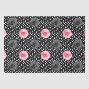 Elegant Shabby Chic Pink Roses and Polka Dot Tissuepapier